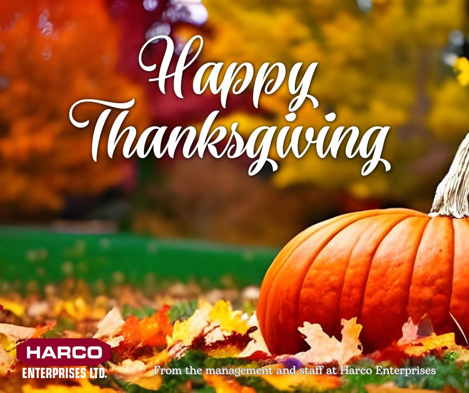 Happy Thanksgiving from the management and staff at Harco Enterprises! 

We're grateful for our amazing customers and partners who continue to support us year after year. Wishing you all a joyful holiday filled with warmth, happiness, and plenty of good food! 

#thanksgiving2024