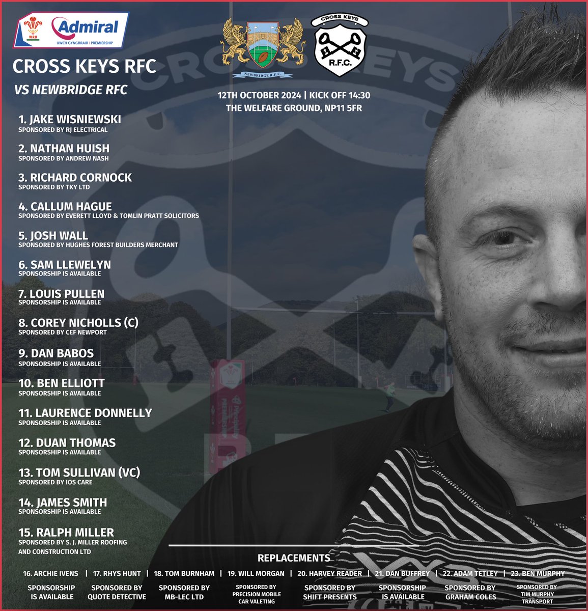 crosskeysrfc's tweet photo. 𝗧𝗘𝗔𝗠 𝗡𝗘𝗪𝗦 🗝️

Here’s how our Men’s 1st XV line up this weekend to face Newbridge RFC at The Welfare Ground.

#CrossKeysRFC // #Rugby // #UpTheKeys https://t.co/M4PUUfABOW