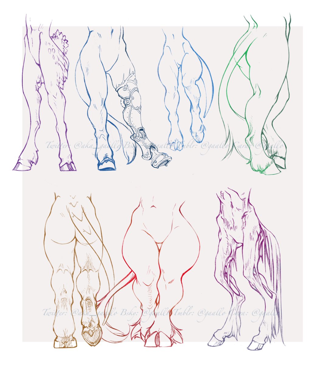 New hooved sketch set - different female body types #2