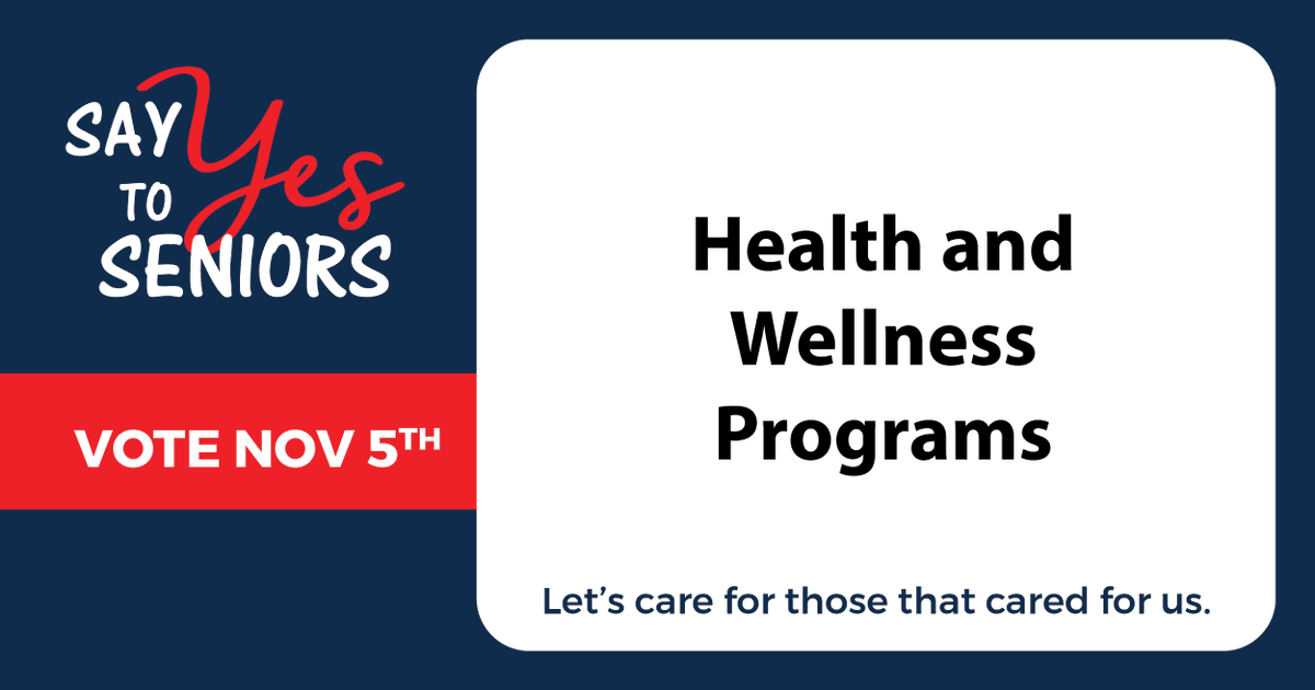 Why should you vote YES for seniors? The senior millage would provide customized support for the unique healthcare needs of older adults, such as dementia, Parkinson’s, cancer, and depression. Say YES to Seniors on 11/5!