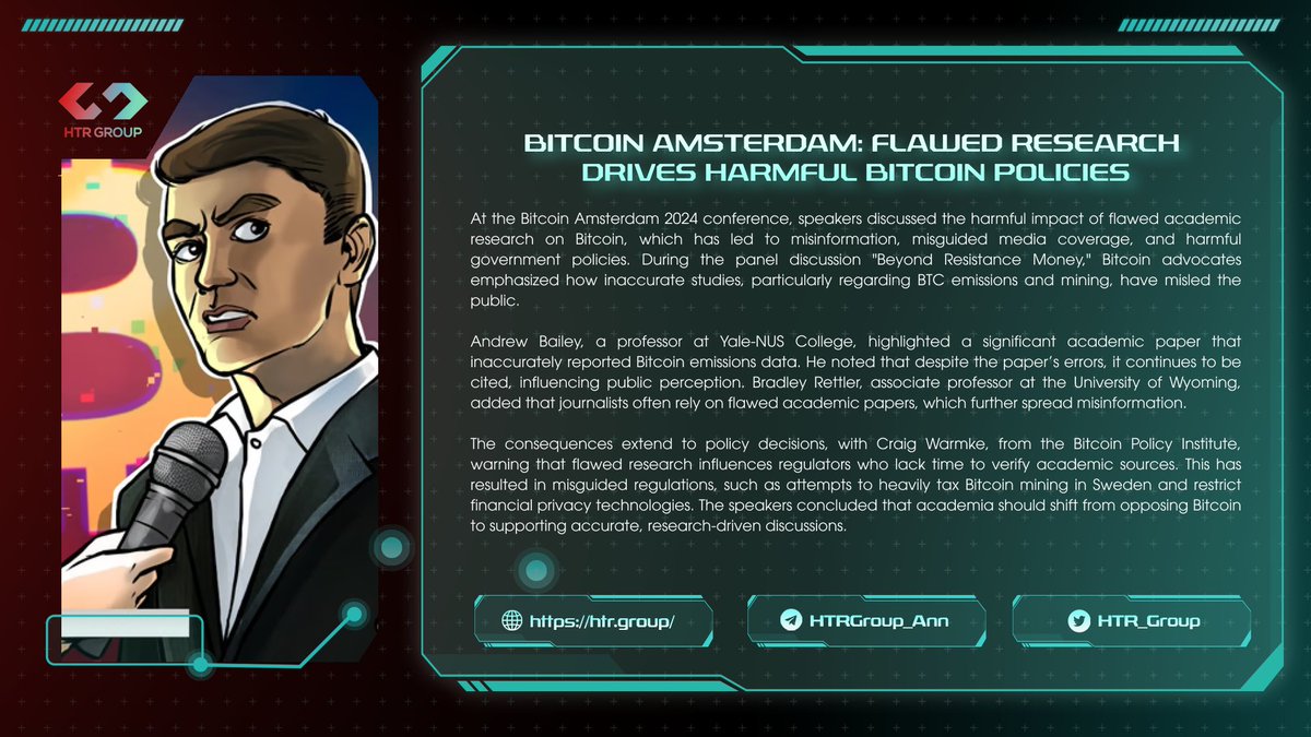 At Bitcoin Amsterdam 2024, speakers highlighted how flawed academic research misinforms the public, influences media, and drives misguided Bitcoin regulations, calling for more accurate research and support for Bitcoin.

For more details, check out here: cointelegraph.com/news/bitcoin-a…