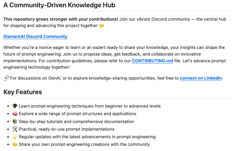 LangChainAI's tweet image. ✒️Prompt Engineering Techniques: Comprehensive Repository for Development and Implementation

🌱 Fundamental Concepts
🔧 Core Techniques
🔍 Advanced Strategies
🚀 Advanced Implementations
🎨 Optimization and Refinement
🛠️ Specialized Applications

github.com/NirDiamant/Pro…
