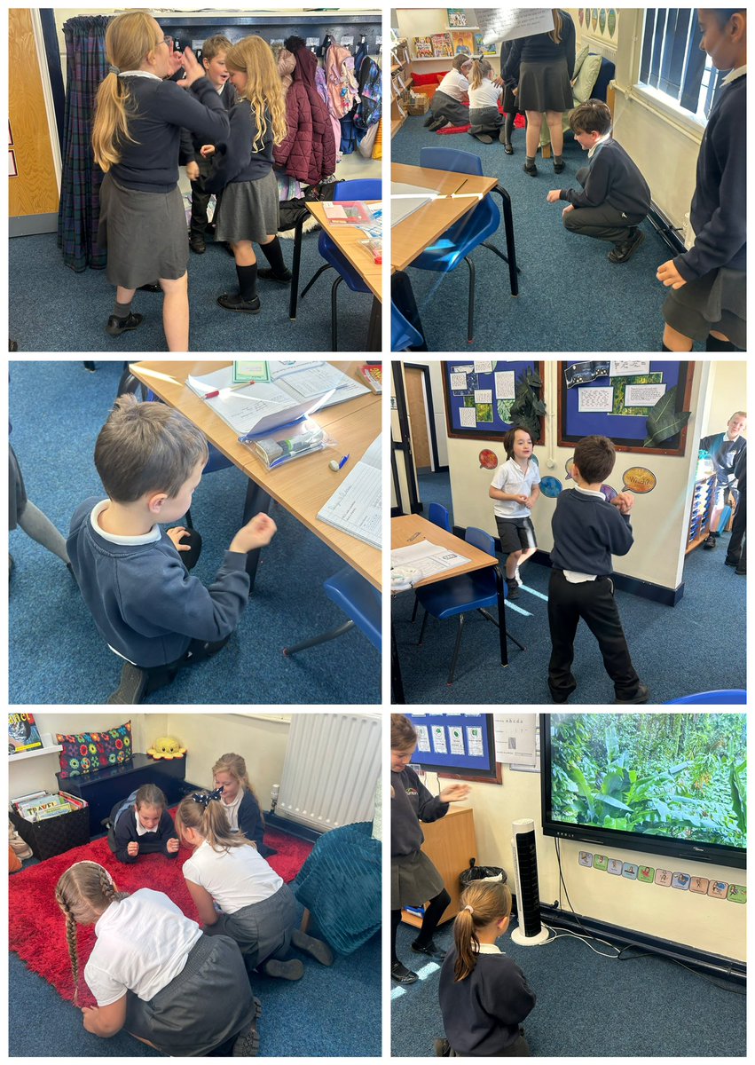In English today we took part in some role- play and imagined we were Jemmy Button’s family living in the rainforest. We cut down trees, foraged for food and made fires while we waited for Jemmy Button to return back home. 🌿🏙️ Great work year 3!