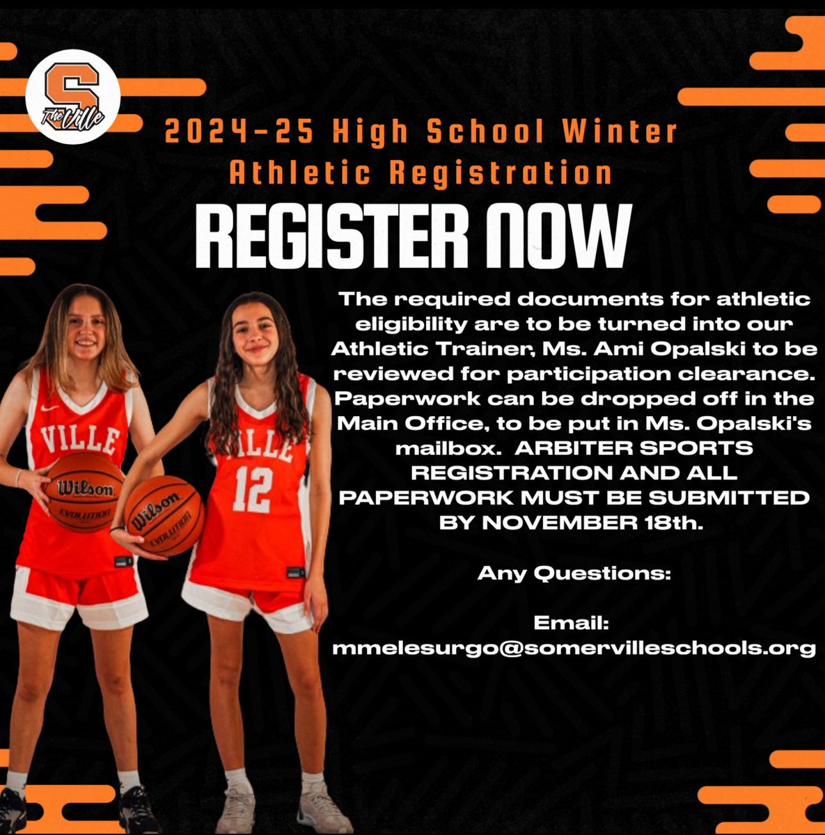 🏀🏀WINTER SPORTS REGISTRATION AND ALL PAPERWORK MUST BE SUBMITTED BY November 18th🏀🏀 

Check Google Classroom for more information 

Registration: students.arbitersports.com/programs/2024-…