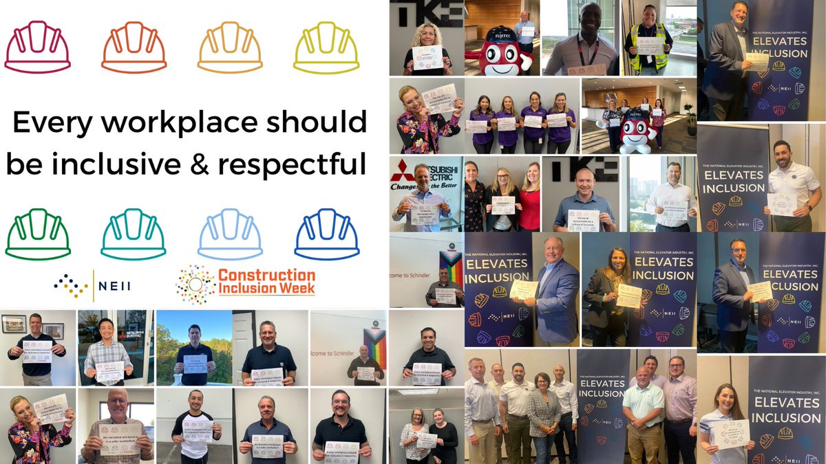 Creating a safe, inclusive workplace benefits everyone in the elevator industry. This #ConstructionInclusionWeek, the elevator industry commits to worksites that prioritize equity and respect.