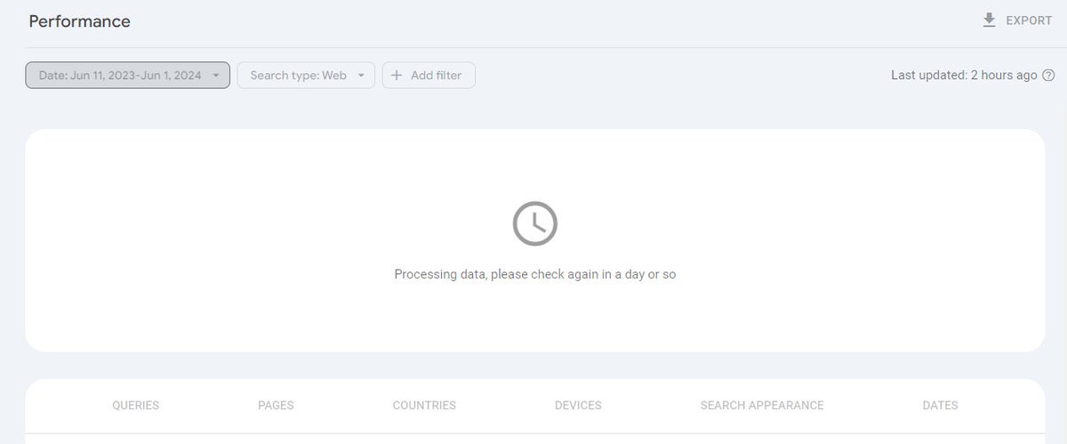 I like the new sticky dates in GSC, but when you have a brand new site, or set dates to before there is data in GSC, it basically breaks the report. The fix is going into another GSC site, choose more recent dates, then go back.  Please add a reset button! cc <a href="/JohnMu/">John 🧀 ... 🧀</a>