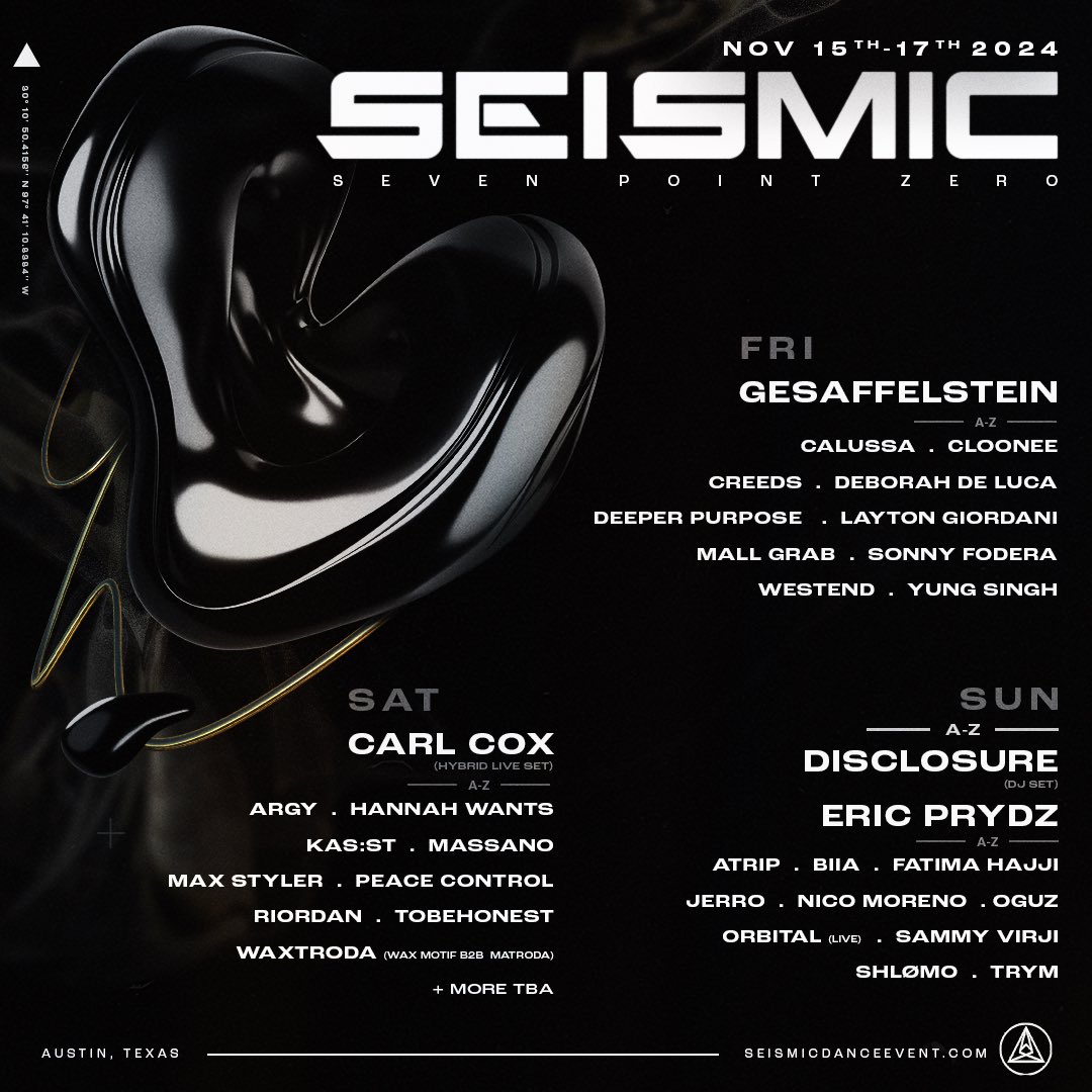 SeismicTX's tweet photo. See you November 15-17 in the live music capital of the world. 🏴 

Tickets: https://t.co/kRnFkDzRlu https://t.co/jd4DqJfMGW