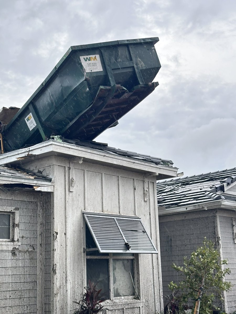 We found it! The viral house with the dumpster on top after a tornado. It’s in Palm Beach Gardnes for those on social media. 

I talk with the owner and what he says about the surreal event. <a href="/WPTV/">WPTV</a>