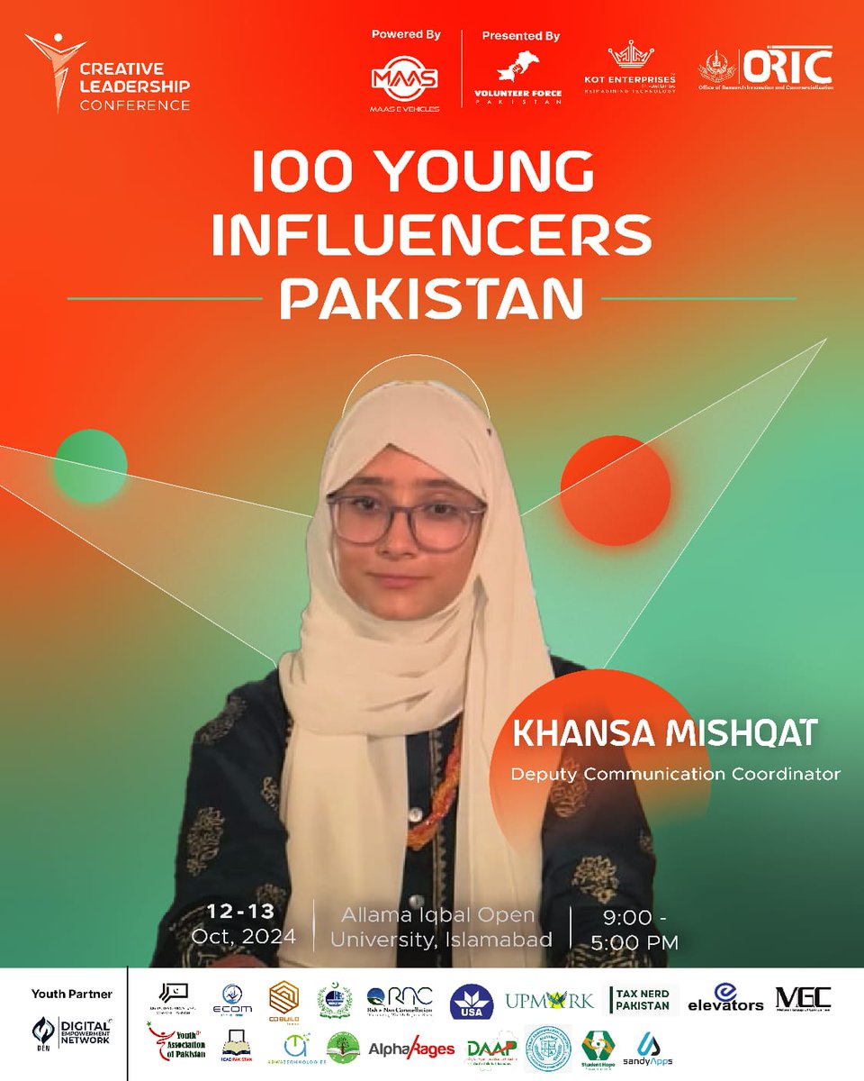 We are excited to introduce Khansa Mishqat, Deputy Communication Coordinator at the Creative Leadership Conference 2024! 🌟