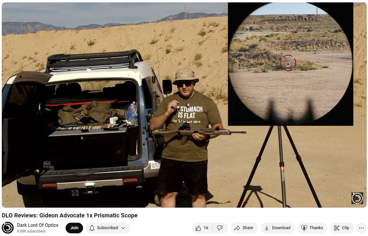 GideonOptics's tweet photo. We keep bragging about how good the 1x Advocate prism scope is, but don't take our word for it. The Dark Lord of Optics just dropped his review and it's short, sweet and to the point. Head to his YouTube, give him a subscribe, and check it out! #prismscope #pistolcalibercarbine https://t.co/AOglUxO97v