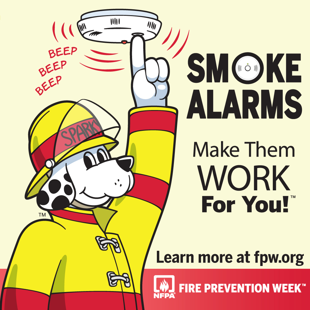Fire Prevention Week is Oct. 6 – 12 🔥This year's safety message is, “Smoke alarms: Make them work for you!” Have you taken a minute to check your smoke detectors this month? Edina Firefighters remind everyone to check them this week and at least once a month to ensure they work!