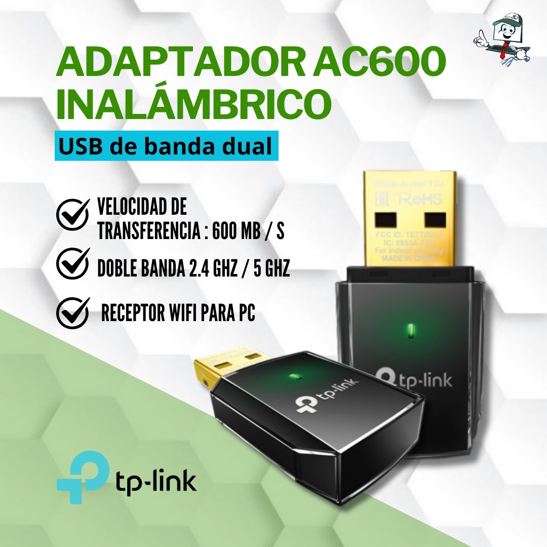 GSoinsys's tweet photo. ✅ Con doble banda combinado, Archer T2U te permite conectar un PC o portátil a una red inalámbrica de hasta velocidades de 600Mbps. 

📱Contáctanos: 04141205929 📲
📍Nuestra oficina está ubicada en el centro.

#soinsys #tecnologia #pendrive #tplink #wifi #sistemas https://t.co/8BP9HRhtGy