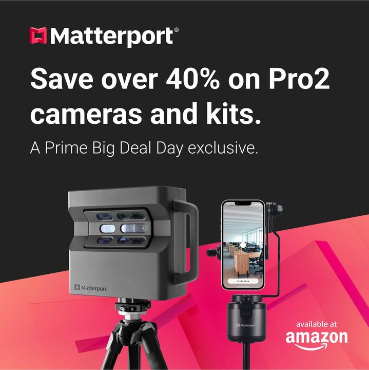 Matterport's tweet photo. 📣 Good news! The Prime Big Deal Days savings on Matterport 3D capture devices have been extended. Transform any space into a virtual experience with a digital twin. Don't miss out on 40% off Pro2 and 50% off Axis: https://t.co/TeDrNxHg3R
#DigitalTwin #VirtualTour #3DCapture https://t.co/g9mJdzlvsd
