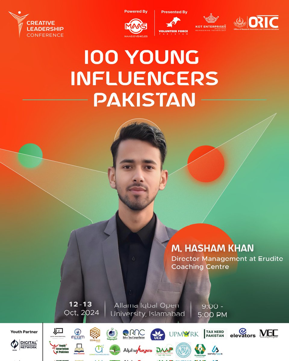 We are thrilled to introduce Mr. Hasham Khan, Director of Management at Erudite Coaching Centre, as a distinguished guest at the Creative Leadership Conference 2024! 🌟
