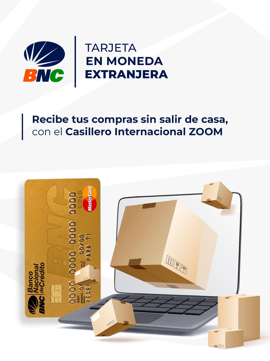 bncbanco_'s tweet photo. Compra online, fácil y seguro con tu Tarjeta BNC en Moneda Extranjera. 💳

🤝 En alianza con el Casillero Internacional  ZOOM, disfrutas de todas las ventajas y recibes tus pedidos en la puerta de tu hogar. 🛩️📦

¡Conoce los requisitos para su solicitud!: https://t.co/AOfp07KmLs https://t.co/OfHst3eZEz