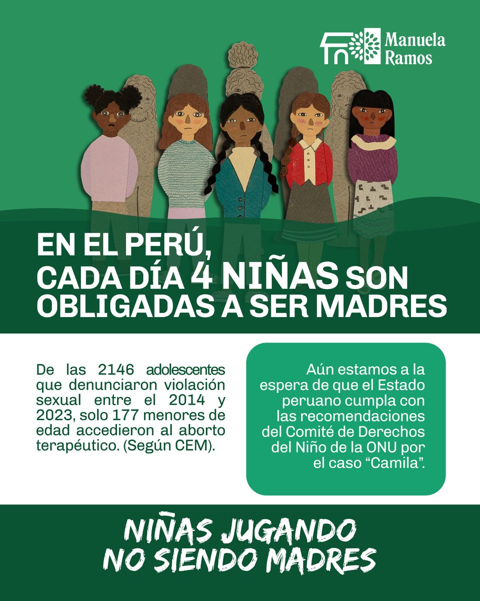 ManuelaRamos's tweet photo. Las niñas tienen derecho a jugar y ser libres. Y es nuestro trabajo velar para que eso se cumpla. Por eso hoy, en el #DiaDeLaNiña, debemos comprometernos a garantizar que vivan una vida libre de violencias 💚💪🏾💜 #NiñasJugandoNoSiendoMadres https://t.co/PEl06SgRGl