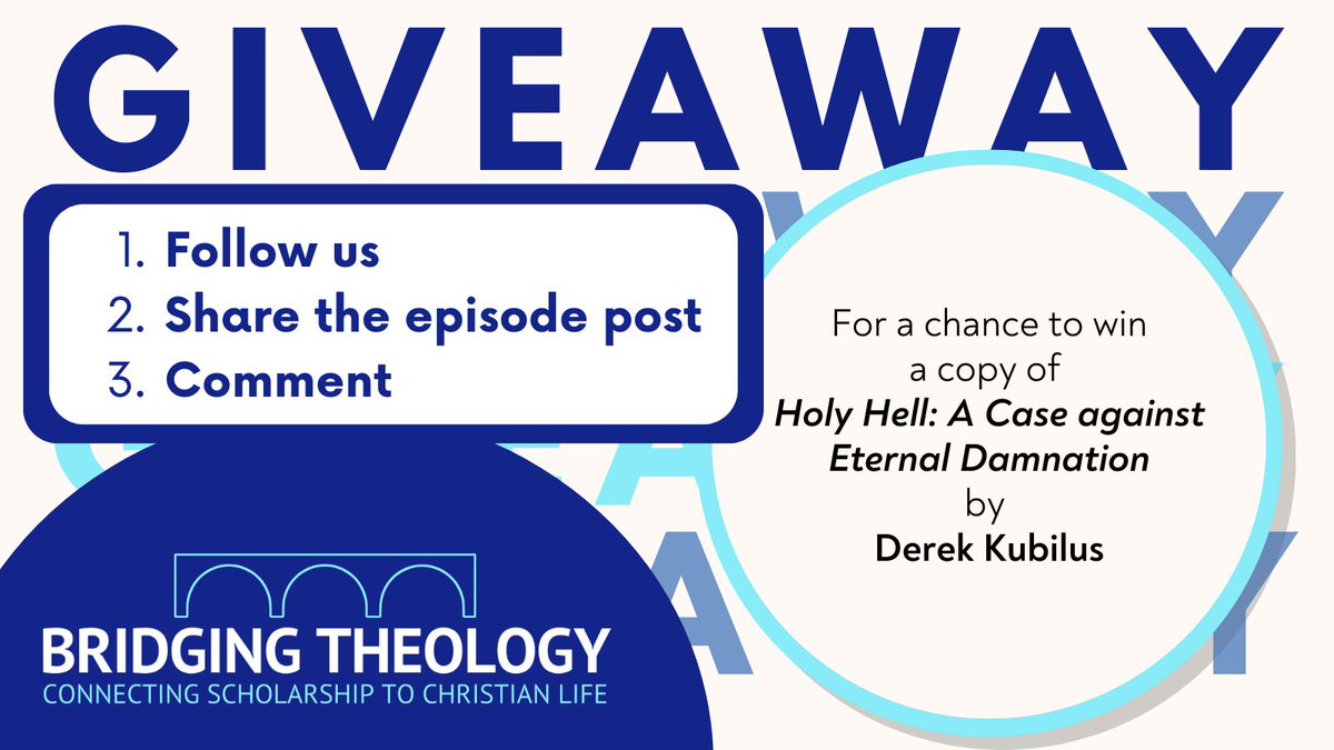 BridgingTheol's tweet photo. Be sure to enter our #giveaway for Derek Kubilus' book, Holy Hell: A Case against Eternal Damnation You can enter by following us, sharing the episode post, and leaving a comment!🔥

#theology #podcast #hell https://t.co/GUto345KQ1