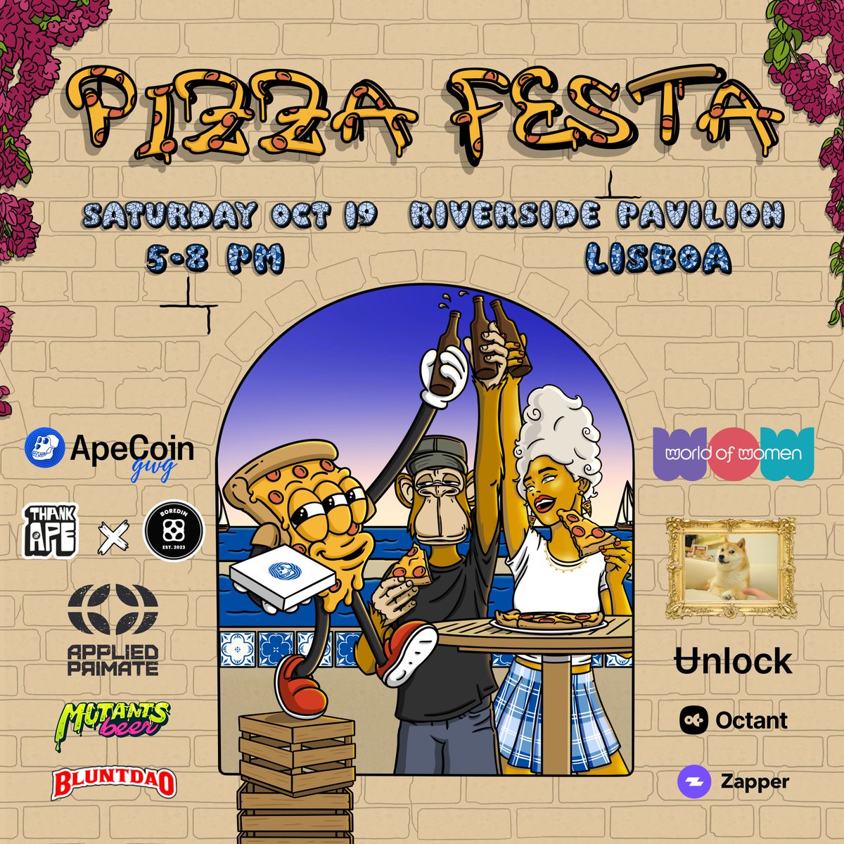 🍌🍕🥳
Hey <a href="/BoredApeYC/">Bored Ape Yacht Club 🍌</a>, you hungry? See you at ApeFest!

RSVP below 👇