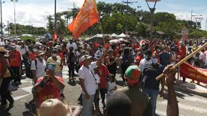 caribbeannewsuk's tweet photo. #MARTINQUE: A curfew has been imposed until at least Monday following a wave of violent protests over the cost of living. Flights were re-directed to nearby #Guadeloupe, also a French territory. https://t.co/suXalPQYsX