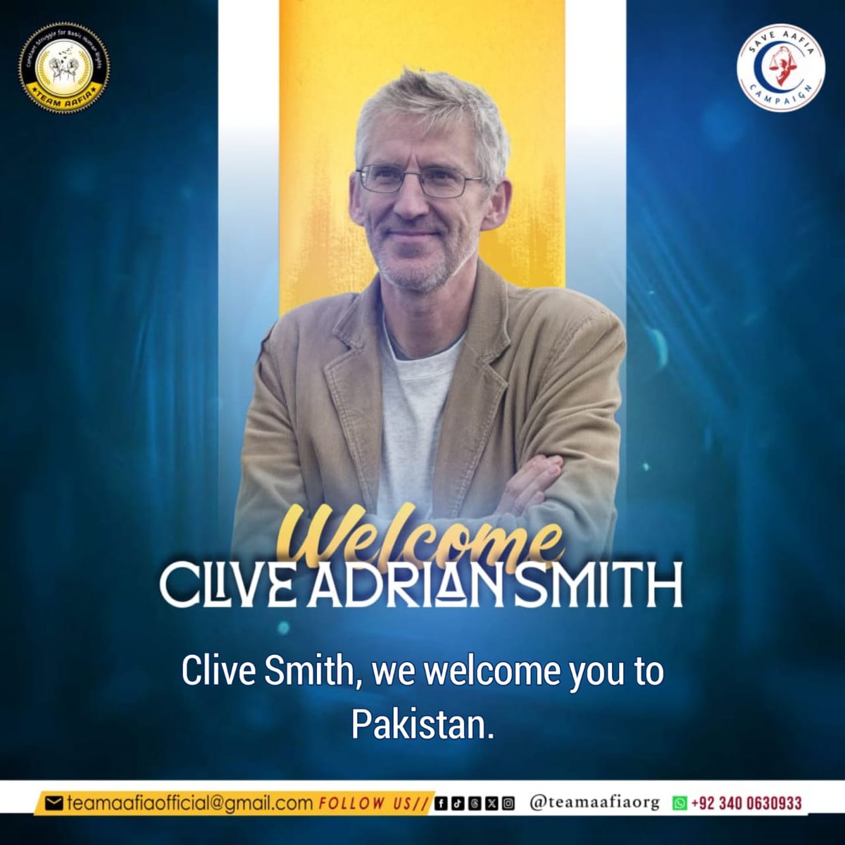 laughingbird_3's tweet photo. Insha’Allah, with the grace of Allah, Clive Smith's unwavering fight will end the injustice against Dr. Aafia. Pakistan stands behind you!
@CliveSSmith
@TeamAafiaOrg_
@FowziaSiddiqui
#WelcometoPakistan
Hannan https://t.co/UlQtIkxJ7q