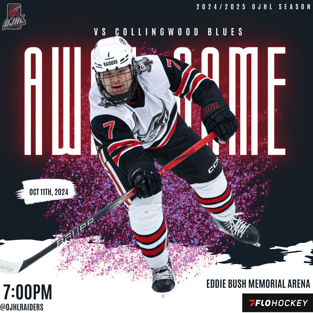 Your Georgetown Raiders hit the road today for a 7pm puck drop against the Collingwood Blues! 

You can catch the game on <a href="/flohockey/">FloHockey</a>