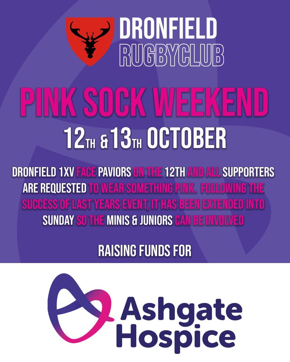 Dronfieldrugby's tweet photo. 🔴⚫️ SQUAD ANNOUNCEMENTS Here are your teams to face Paviors and Matlock 2XV tomorrow.  

Don’t forget it’s Pink Sock Day at Gosforth Fields so your support will be appreciated to help raise additional funds for this fantastic cause.

#upthedron https://t.co/tyno6BZKeu