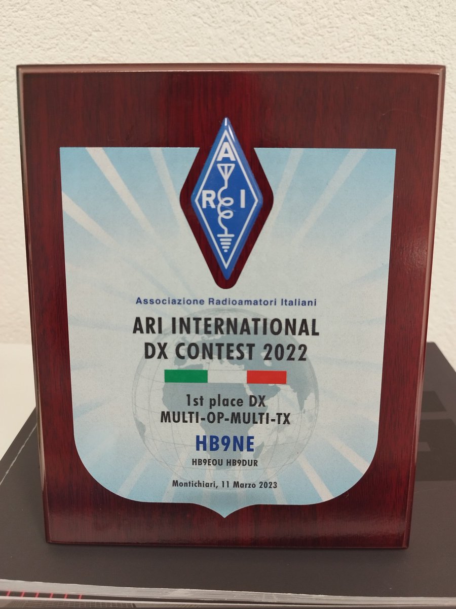 2022 ARI contest plaque. 
HB9NE winner WW M/M category.

Tnx ARI - Associazione Radioamatori Italiani