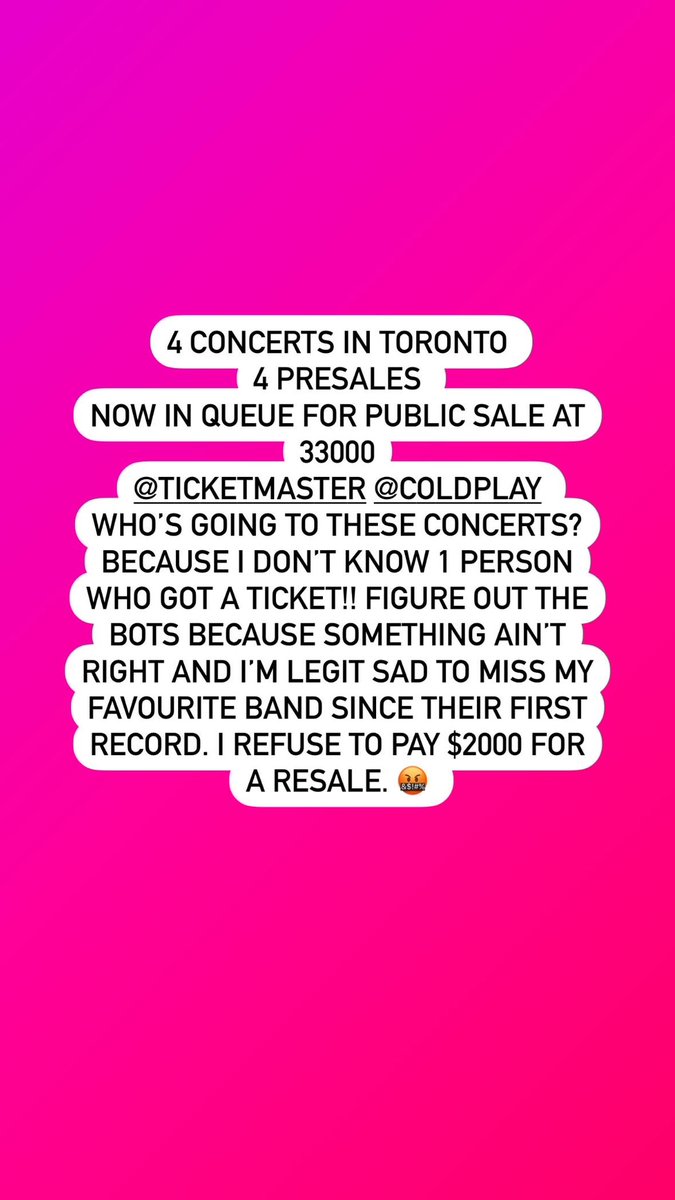 jojosloves's tweet photo. @Ticketmaster @coldplay https://t.co/uQwlgNITCN