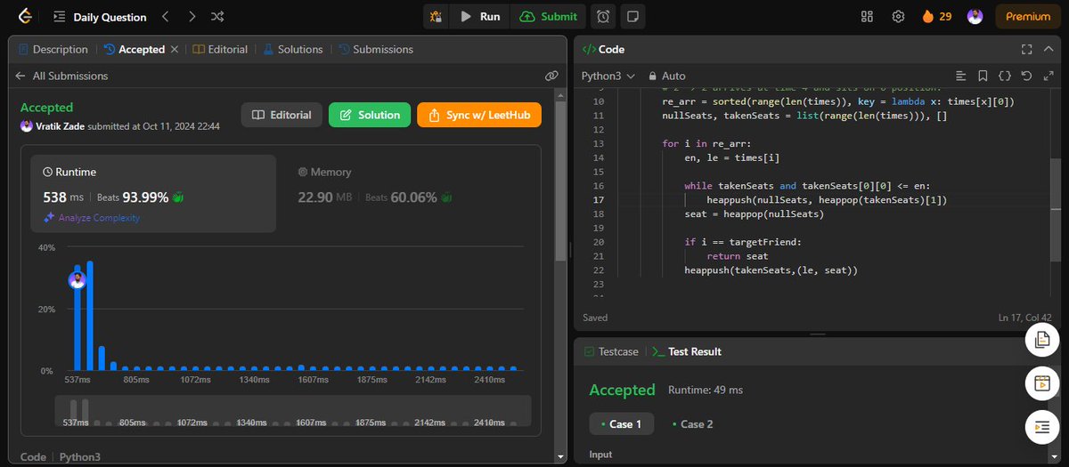 VratikZ's tweet photo. 🎯 Day 22 of POTD Challenge⚔

👉LeetCode: The Number of the Smallest Unoccupied Chair (Medium)
👉GFG: Reorganize the array (Easy)

👇🏻Approach:
🔗Link: https://t.co/6ynPPMeIAT

#coding #problemsolving #leetcode #geeksforgeeks #javascript #python #programming #growth https://t.co/sny2jCARdI