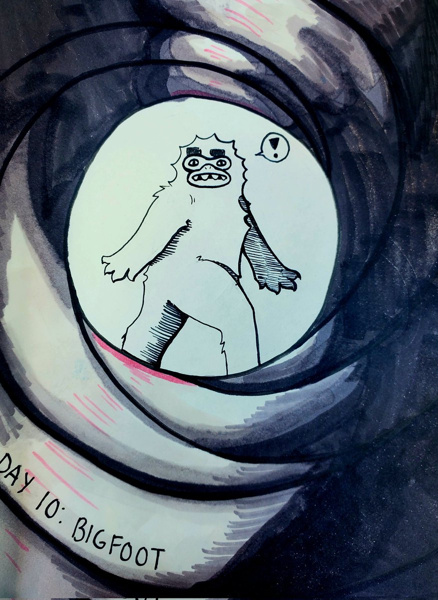 coldpups's tweet image. Day 10, Bigfoot! Who I didn't want to draw! So I drew him small and far away 😌 based heavily on the gorilla costume in over the garden wall lol