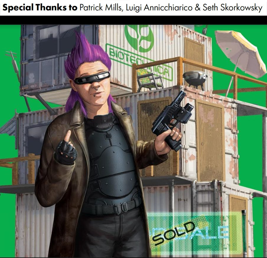 SSkorkowsky's tweet image. There is a type of geek ecstasy that happens when you see yourself in a RPG book.

The Cyberpunk Red  adventure &apos;Real Estate Rumble&apos; in the new Hope Reborn book has a little nod to my Scott Brown Incident video. 
You can get it here: drivethrurpg.com/en/product/496…