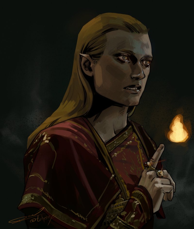 Screenshot study of (Forodwaith) Sauron.
#TheRingsOfPower #RingsOfPower 
Really I just wanted to draw his cute little ears in this form 🥰 But this look was such a gift to fanon holy shit