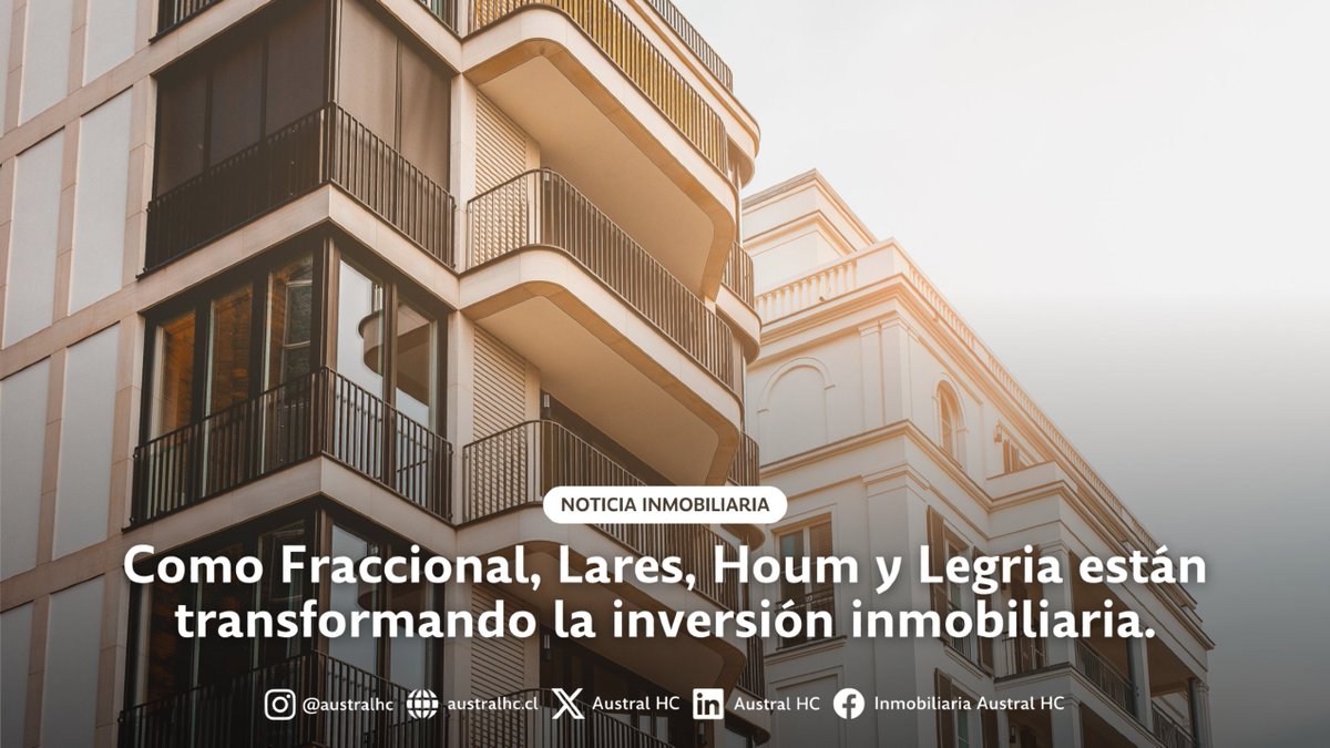 Gracias a Fraccional, Lares, Houm y Legria, hoy invertir en propiedades es más fácil que nunca 🔑.
¡Descubre cómo con solamente $100.000 puedes ser dueño de una fracción de un inmueble! 🏘️💰 

Enlace: australhc.cl/publicaciones-…

#Proptech #Inmobiliaria2024 #Inversión #Finanzas