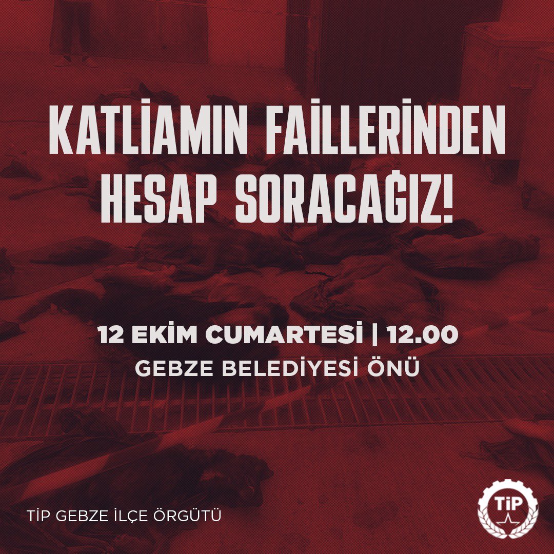 Yarın (12 Ekim Cumartesi) 12.00’de, Pelitli’de barınak adı altındaki ölüm kampında yapılan katliamın hesabını AKP’li Belediye Başkanı Zinnur Büyükgöz’den sormak üzere, Gebze Belediyesi önünde olacağız.

Tüm halkımızı Katliam Yasası’na ve katillere karşı direnmeye çağırıyoruz!