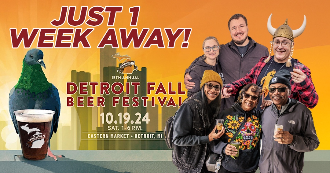 Only 1 week away! 🍻 🎟️ Get your tickets for the 15th Annual Detroit Fall Beer Festival, happening next Saturday, October 19, at Eastern Market! Celebrate the season with Michigan’s finest fall brews. Don’t miss out—secure your tickets now and join the... mibeer.com/Events/detroit…