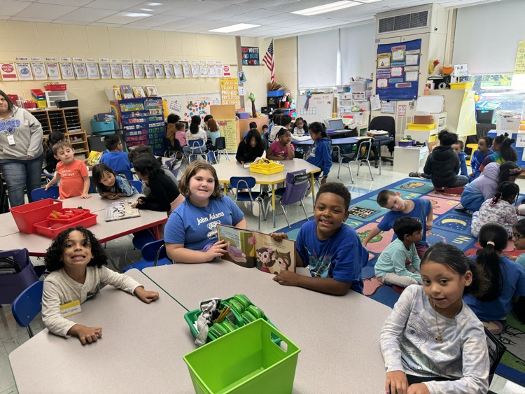 JAdamsSchool's tweet photo. Mrs. Drury’s 4th Graders and Ms. Turon Kindergarteners buddy reading during during Respect week! #TrueNorthBrunswick #YayJA #GoJaguars https://t.co/EZTnoIf3j0