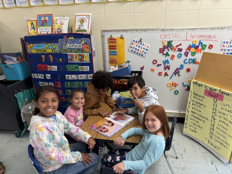 JAdamsSchool's tweet photo. Mrs. Drury’s 4th Graders and Ms. Turon Kindergarteners buddy reading during during Respect week! #TrueNorthBrunswick #YayJA #GoJaguars https://t.co/EZTnoIf3j0