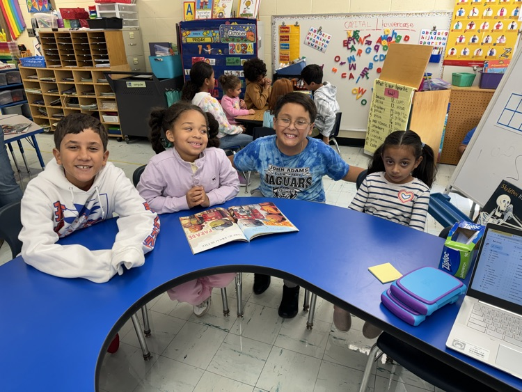 JAdamsSchool's tweet photo. Mrs. Drury’s 4th Graders and Ms. Turon Kindergarteners buddy reading during during Respect week! #TrueNorthBrunswick #YayJA #GoJaguars https://t.co/EZTnoIf3j0