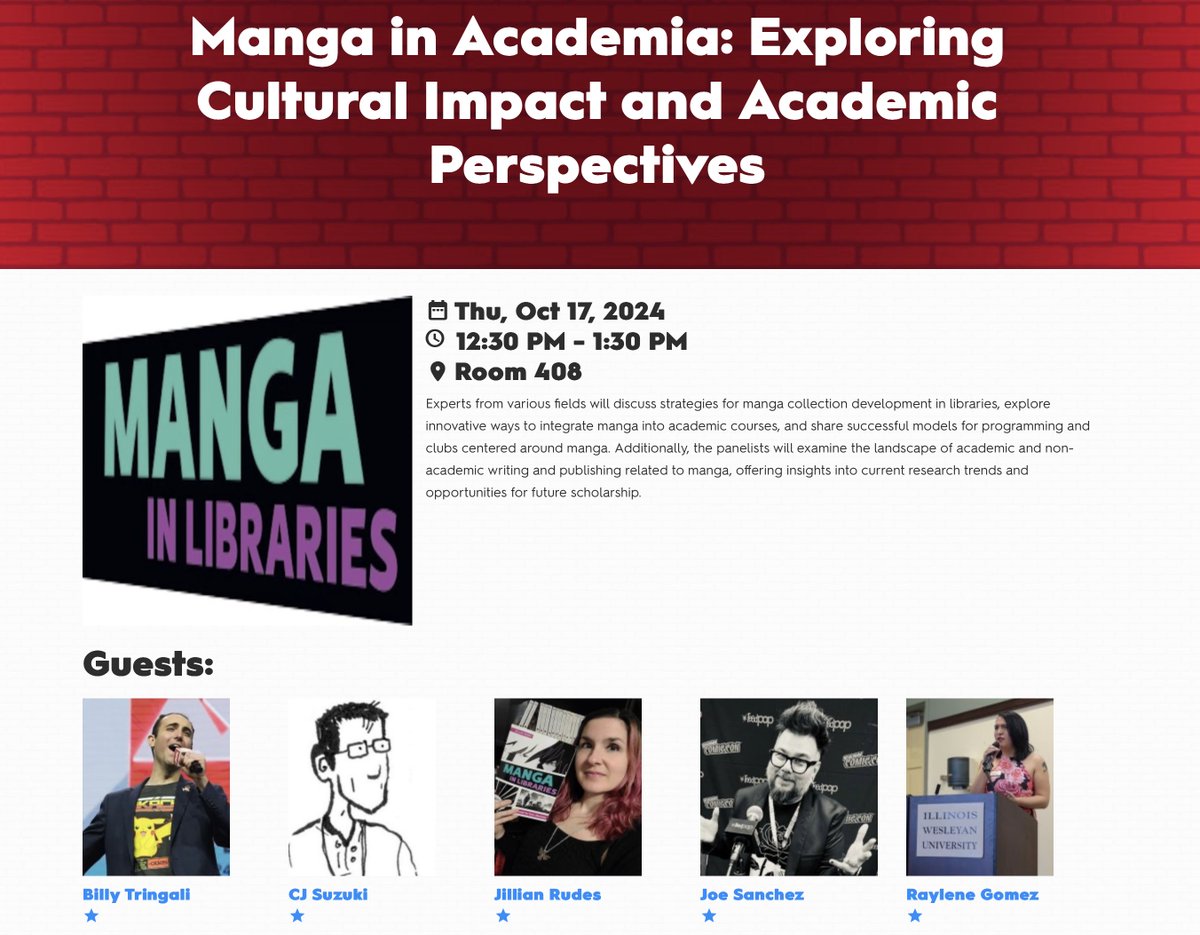 Joe Sánchez (@dr_joesan) on Twitter photo Next week at New York Comic Con join us at our panel 'Manga in Academia: Exploring Cultural Impact and Academic Perspectives' w/ <a href="/JRLibrarian/">Jillian Rudes</a> <a href="/BillyTringali/">Billy - Mover and Shaker! - Tringali</a> <a href="/cybercjay/">CJ Suzuki</a> & Dr. Raylene Gomez <a href="/NY_Comic_Con/">New York Comic Con</a> #NYCC24 #manga Thursday 12:30pm Room 408 Next week at New York Comic Con join us at our panel 'Manga in Academia: Exploring Cultural Impact and Academic Perspectives' w/ <a href="/JRLibrarian/">Jillian Rudes</a> <a href="/BillyTringali/">Billy - Mover and Shaker! - Tringali</a> <a href="/cybercjay/">CJ Suzuki</a> & Dr. Raylene Gomez <a href="/NY_Comic_Con/">New York Comic Con</a> #NYCC24 #manga Thursday 12:30pm Room 408