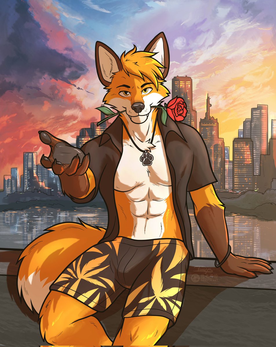 Would you enjoy the view with him? 🦊🌇 
Art by <a href="/tokuyaartist/">Tőkű Mőriya | 守谷 徳</a>