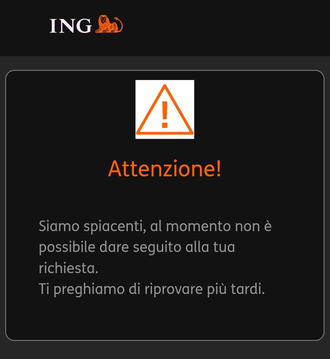 L0VEzen's tweet photo. Sonno passate 2 settimane per aprire un conto corrente arancio e mi viene fuori sempre questo messaggio di riprovare più tardi? Quanto tempo ci vuole per aprire un conto @INGItalia 
👇 https://t.co/NLTi2FRlJC