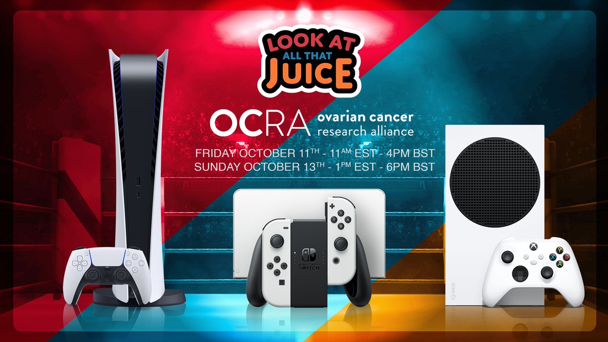 GeekySama (@geekysama) on Twitter photo Kicking off Day 1 of 2 for <a href="/AllThatJu1ce/">LookAtAllThatJuice!</a>’s 3rd annual charity stream raising funds for ovarian cancer research! The Juice Royal Rumble is live, so hop on and show your support! Watch live Twitch.tv/LookAtAllThatJ… #CharityStream #OvarianCancerResearch #JuiceRoyalRumble Kicking off Day 1 of 2 for <a href="/AllThatJu1ce/">LookAtAllThatJuice!</a>’s 3rd annual charity stream raising funds for ovarian cancer research! The Juice Royal Rumble is live, so hop on and show your support! Watch live Twitch.tv/LookAtAllThatJ… #CharityStream #OvarianCancerResearch #JuiceRoyalRumble