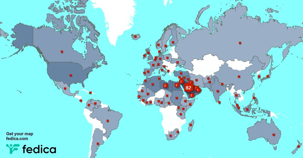 لدي 4 متابعين جدد من السعوديه 🇸🇦, وبلدان أخرى خلال الأسبوع الماضي fedica.com/!Y0useef_