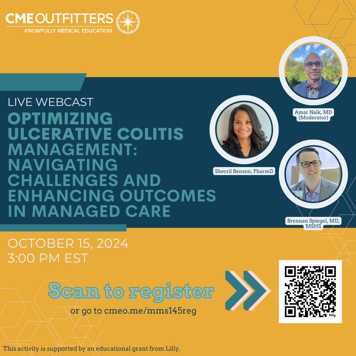 CME Outfitters (@cmeoutfitters) on Twitter photo 📊 How do economic burdens impact UC patient outcomes?
Join <a href="/ibdnaik/">Amar S. Naik, MD</a>, Sherril Benson, PharmD, and <a href="/BrennanSpiegel/">Brennan Spiegel, MD, MSHS</a> on 10/15/2024 at 03:00 PM EST to evaluate the cost of suboptimal UC treatment.
Sign up:
cmeo.me/mms145reg
#UC #Pharmacists #ManagedCare #CME #MedEd #FOAMed 📊 How do economic burdens impact UC patient outcomes?
Join <a href="/ibdnaik/">Amar S. Naik, MD</a>, Sherril Benson, PharmD, and <a href="/BrennanSpiegel/">Brennan Spiegel, MD, MSHS</a> on 10/15/2024 at 03:00 PM EST to evaluate the cost of suboptimal UC treatment.
Sign up:
cmeo.me/mms145reg
#UC #Pharmacists #ManagedCare #CME #MedEd #FOAMed