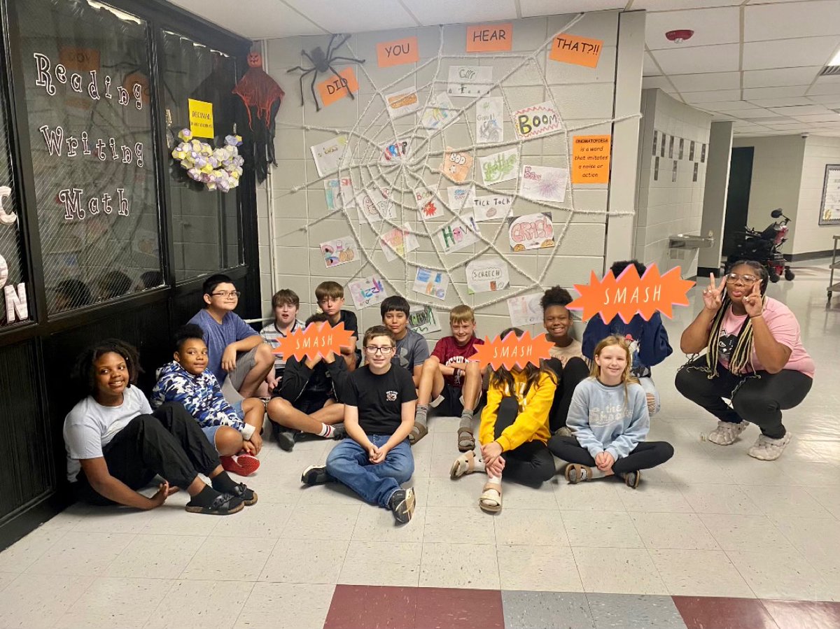 Mrs. Lindsey’s 6th-Grade Academic Exploration class is having a little CREEPY fun while learning about onomatopoeia!