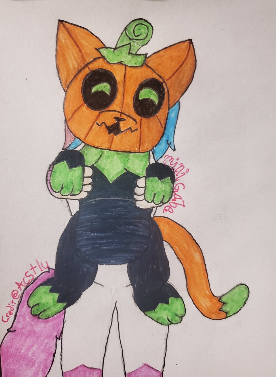 Mini_Gabe's tweet image. Found this strange kitty? It looks like a pumpkin, and it ate all my candy, this smug kitty -^- @acstlu 
(Note their account does have nsfw stuff on it, so this is a bit of a warning for you sfw guys)