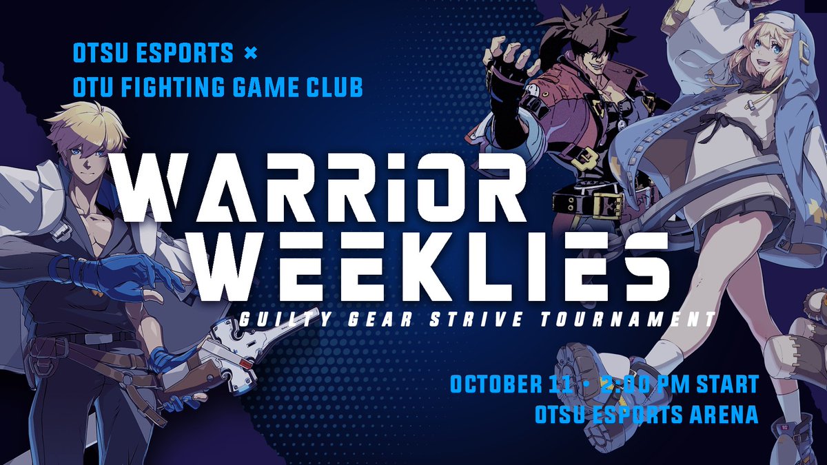 OTU Fighting Games Club (@otufgc) on Twitter photo Letās rock this today with a Guilty Gear Strive Tournamentin collaboration with <a href="/otsu_esports/">OTSU Esports</a> at the OTSU Esports Arena 2 p.m! Letās rock this today with a Guilty Gear Strive Tournamentin collaboration with <a href="/otsu_esports/">OTSU Esports</a> at the OTSU Esports Arena 2 p.m!