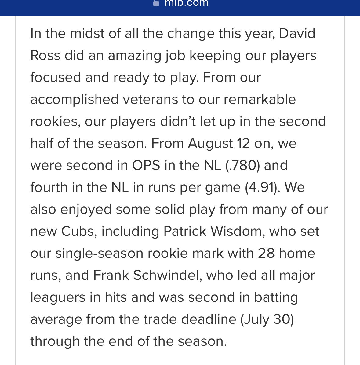 jon_greenberg's tweet image. Three years ago, Tom Ricketts’ season-ending letter touted Frank Schwindel’s hitting prowess.