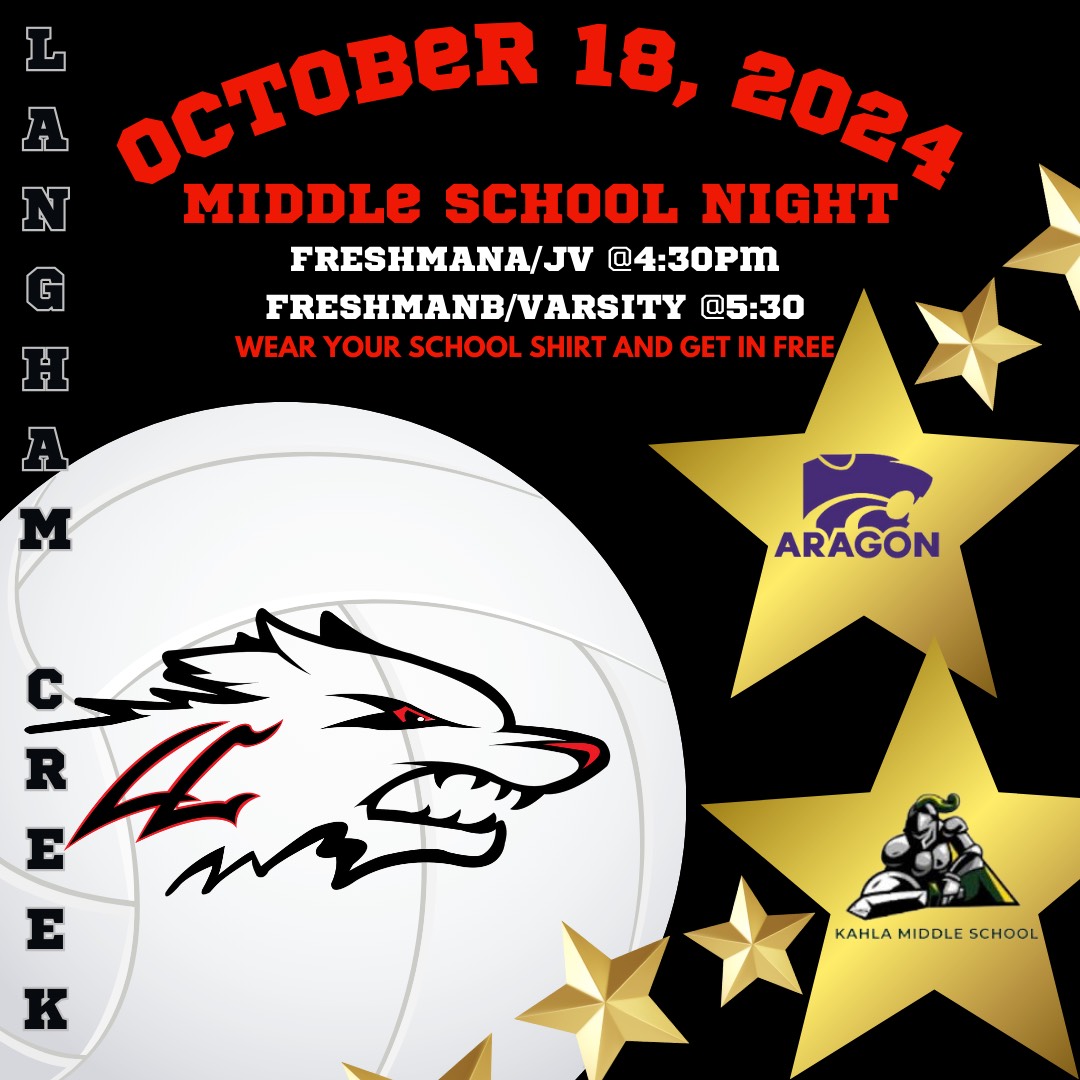 LoboVB (@lchslobosvb) on Twitter photo IT'S MIDDLE SCHOOL & TEACHER APPRECIATION NIGHT @ LOBO GYM. We look forward to seeing the future of LOBO volleyball in the stands along with the teachers who help our athletes be successful in the classroom.
<a href="/langhamcreekhs/">Langham Creek High</a> <a href="/lchsabc/">LC Athletic Boosters</a> <a href="/AragonMS_Sports/">Aragon MS Athletics</a> <a href="/kahla_athletics/">Kahla MS Athletics</a> IT'S MIDDLE SCHOOL & TEACHER APPRECIATION NIGHT @ LOBO GYM. We look forward to seeing the future of LOBO volleyball in the stands along with the teachers who help our athletes be successful in the classroom.
<a href="/langhamcreekhs/">Langham Creek High</a> <a href="/lchsabc/">LC Athletic Boosters</a> <a href="/AragonMS_Sports/">Aragon MS Athletics</a> <a href="/kahla_athletics/">Kahla MS Athletics</a>