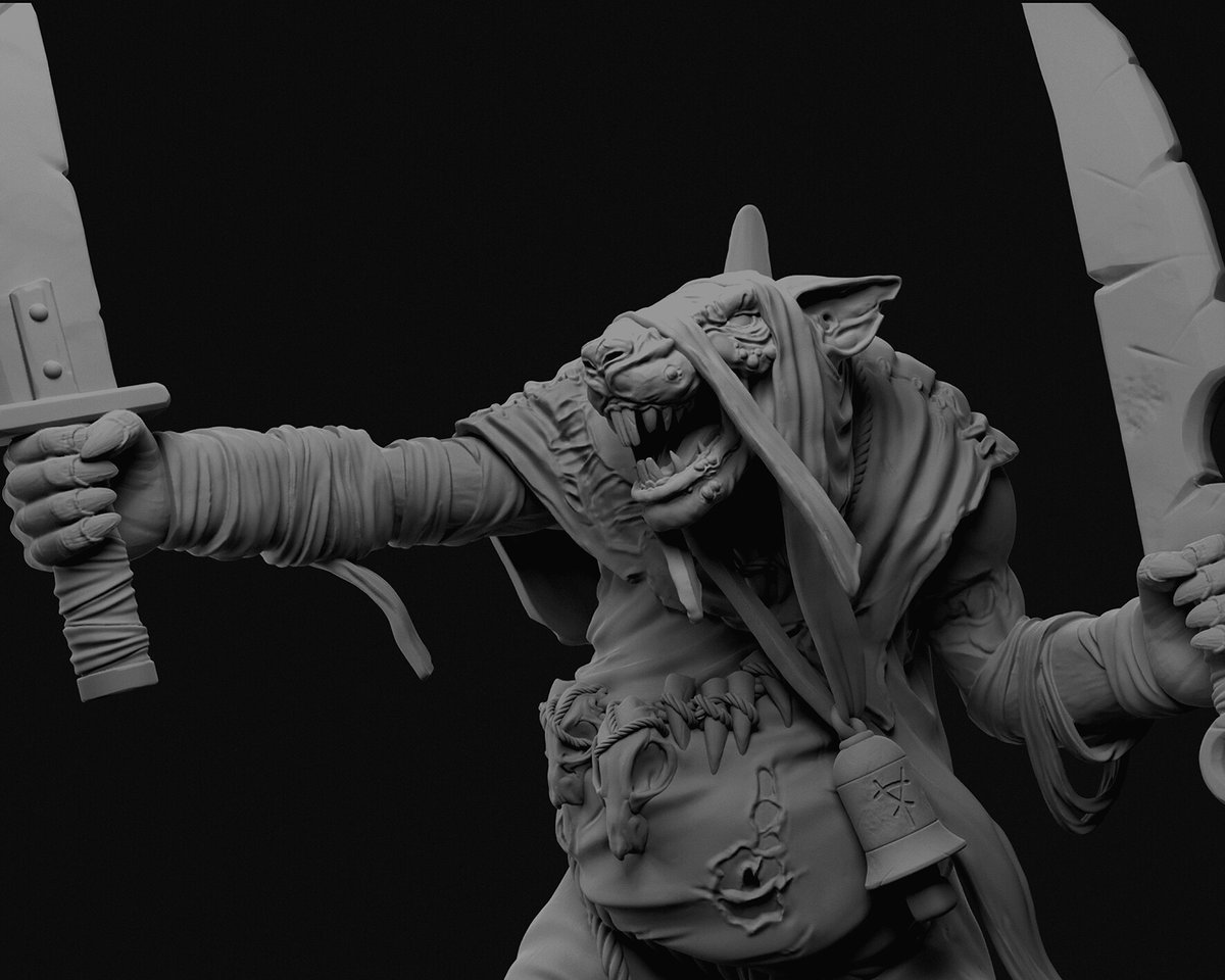 Skaven Plague Monk miniature sculpture it's not printed yet! If you're looking for bespoke wargames miniatures, especially for Warhammer feel free to reach out! Let's create something epic together #TabletopGaming #Warhammer #CustomMiniatures #customwarhammer #wargames